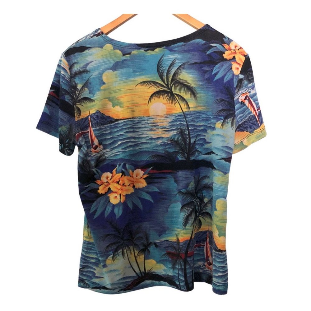 Late 90's Y2K Tropical Print Slinky Hawaiian Shirt - Picture 2 of 5